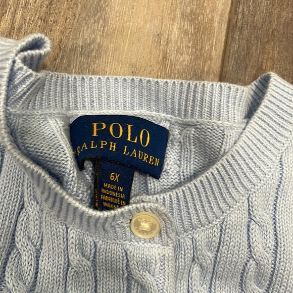 Polo Ralph Lauren Cable Knit Button Up Cardigan Sweater Lot - Light Blue & Navy - Picture 6 of 7